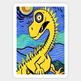 LONG NECKED YELLOW DINOSAUR VAN GOGH STYLE Sticker